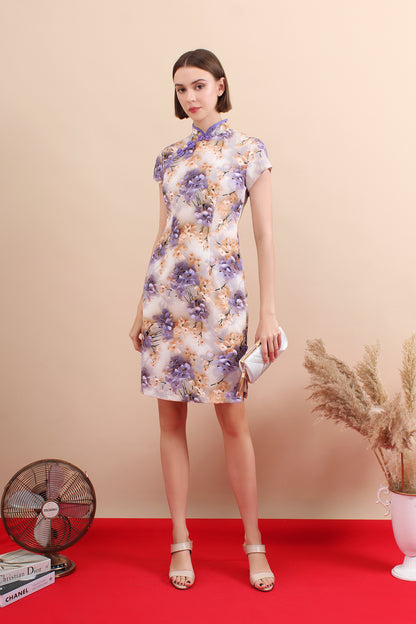 Classic Bloom Printed Qipao Dress