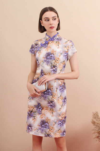 Classic Bloom Printed Qipao Dress