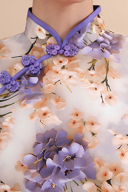 Classic Bloom Printed Qipao Dress