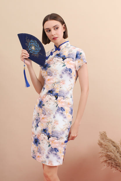 Classic Bloom Printed Qipao Dress