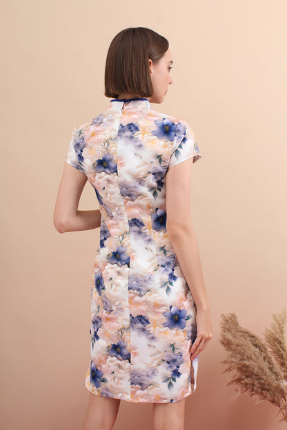 Classic Bloom Printed Qipao Dress