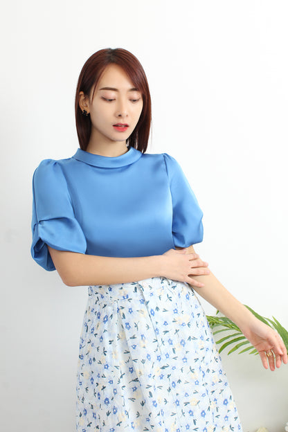 Aegle Cowl Collar Satin Blouse