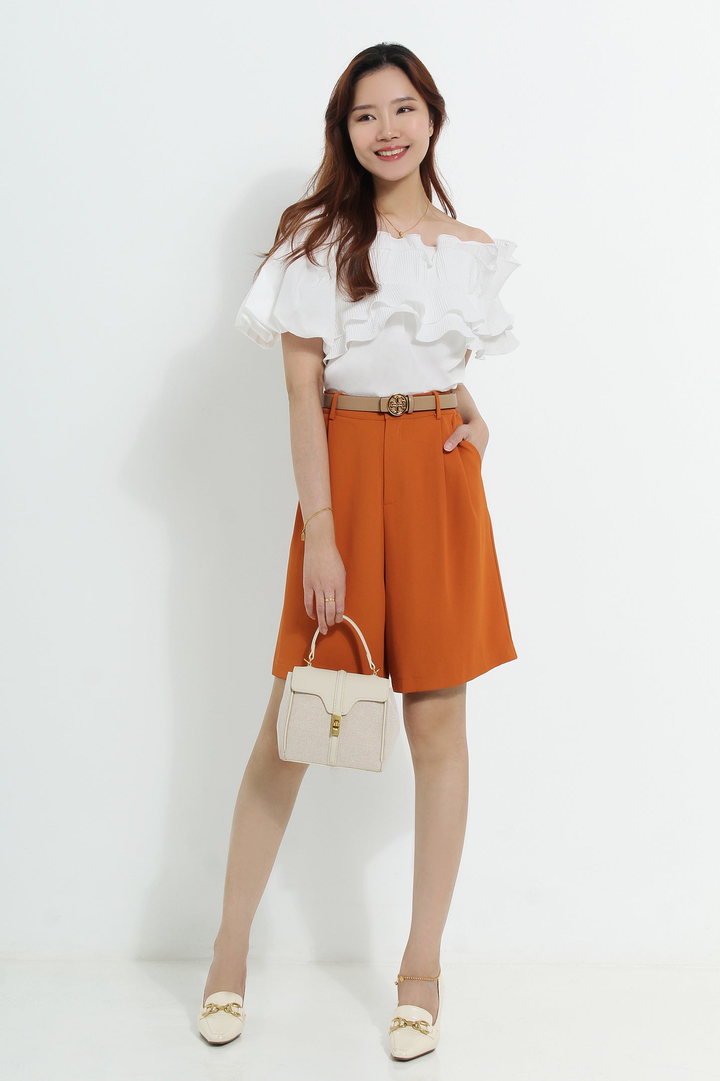 Zyla Straight Wide Leg Punto Knee-length Culottes