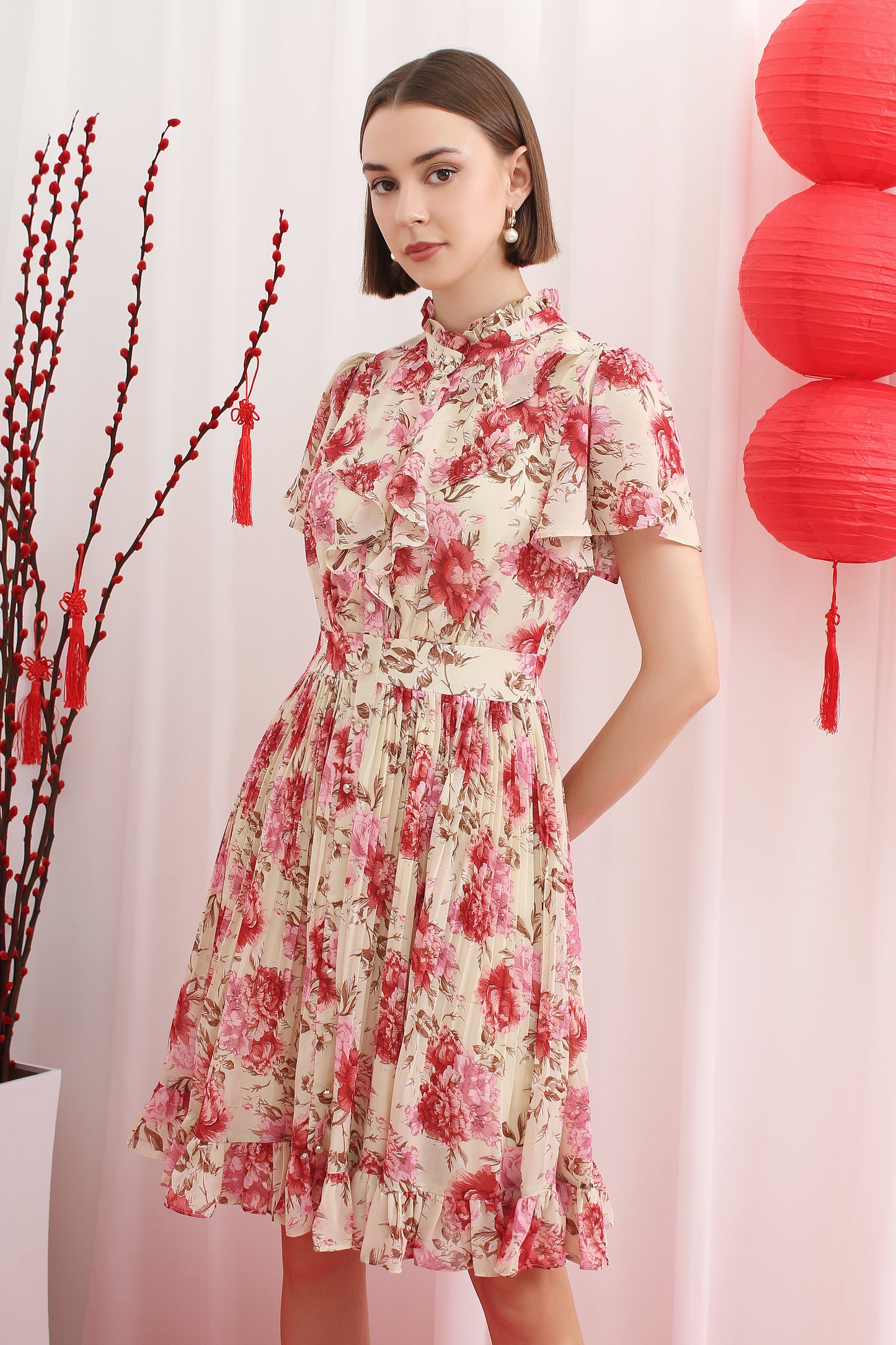 Amberlee Romantic Floral Chiffon Dress