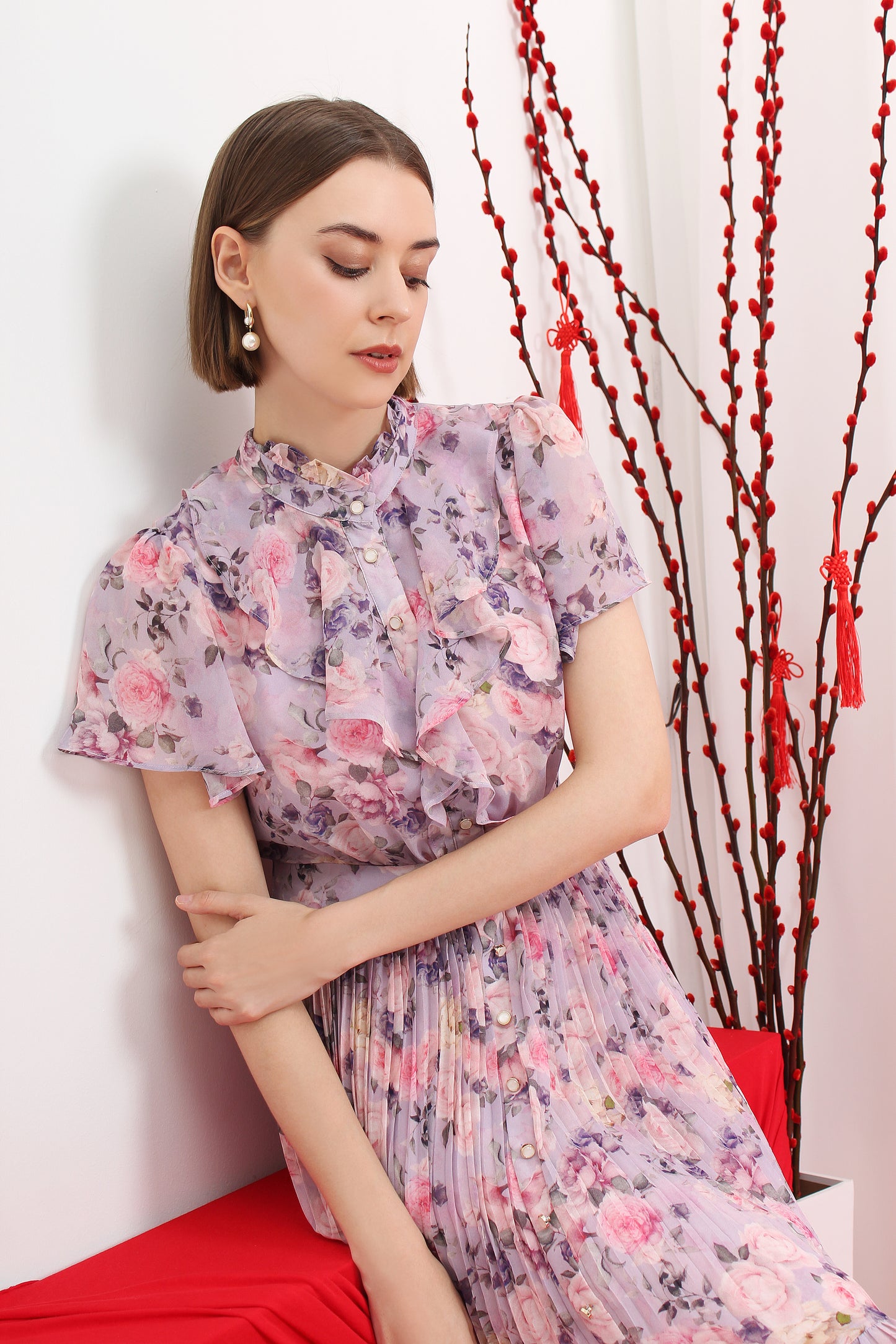 Amberlee Romantic Floral Chiffon Dress