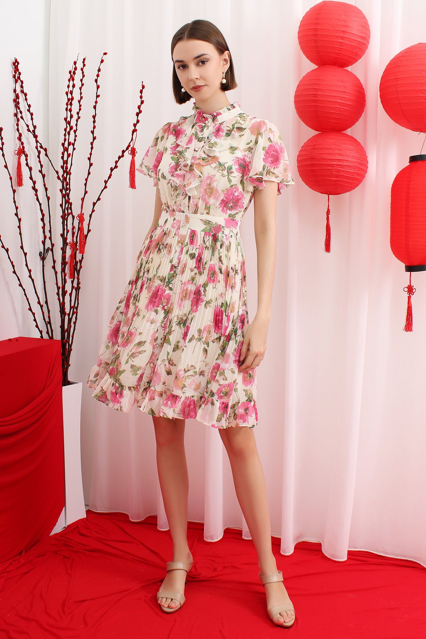 Amberlee Romantic Floral Chiffon Dress