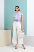 Satin Jacquard Mandarin Collar Top