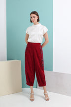 Satin Jacquard Mandarin Collar Top