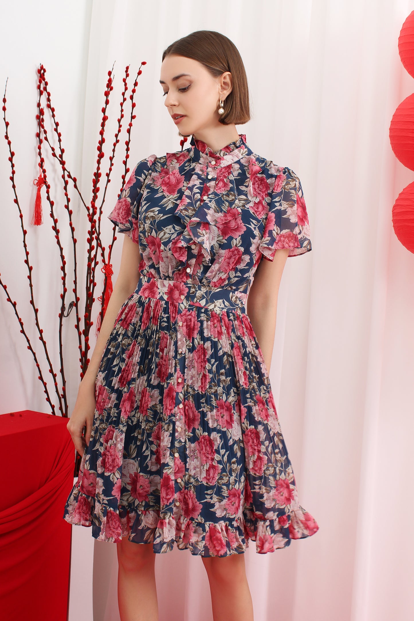 Amberlee Romantic Floral Chiffon Dress