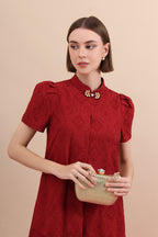 Elm Lustre Eyelet Mini Cheongsam Dress