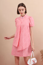Elm Lustre Eyelet Mini Cheongsam Dress