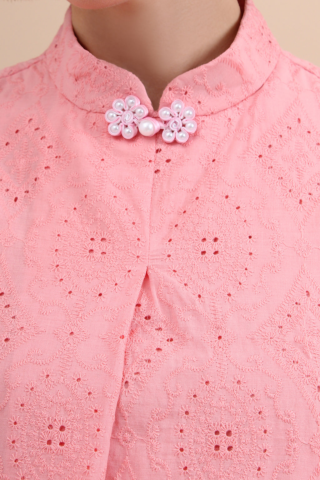 Elm Lustre Eyelet Mini Cheongsam Dress