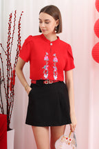 Floral Embroidered Cheongsam Top