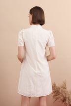 Elm Lustre Eyelet Mini Cheongsam Dress