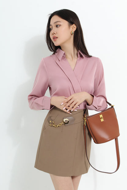 Adara Plus Size Sleek Elegance Satin Shrit Top