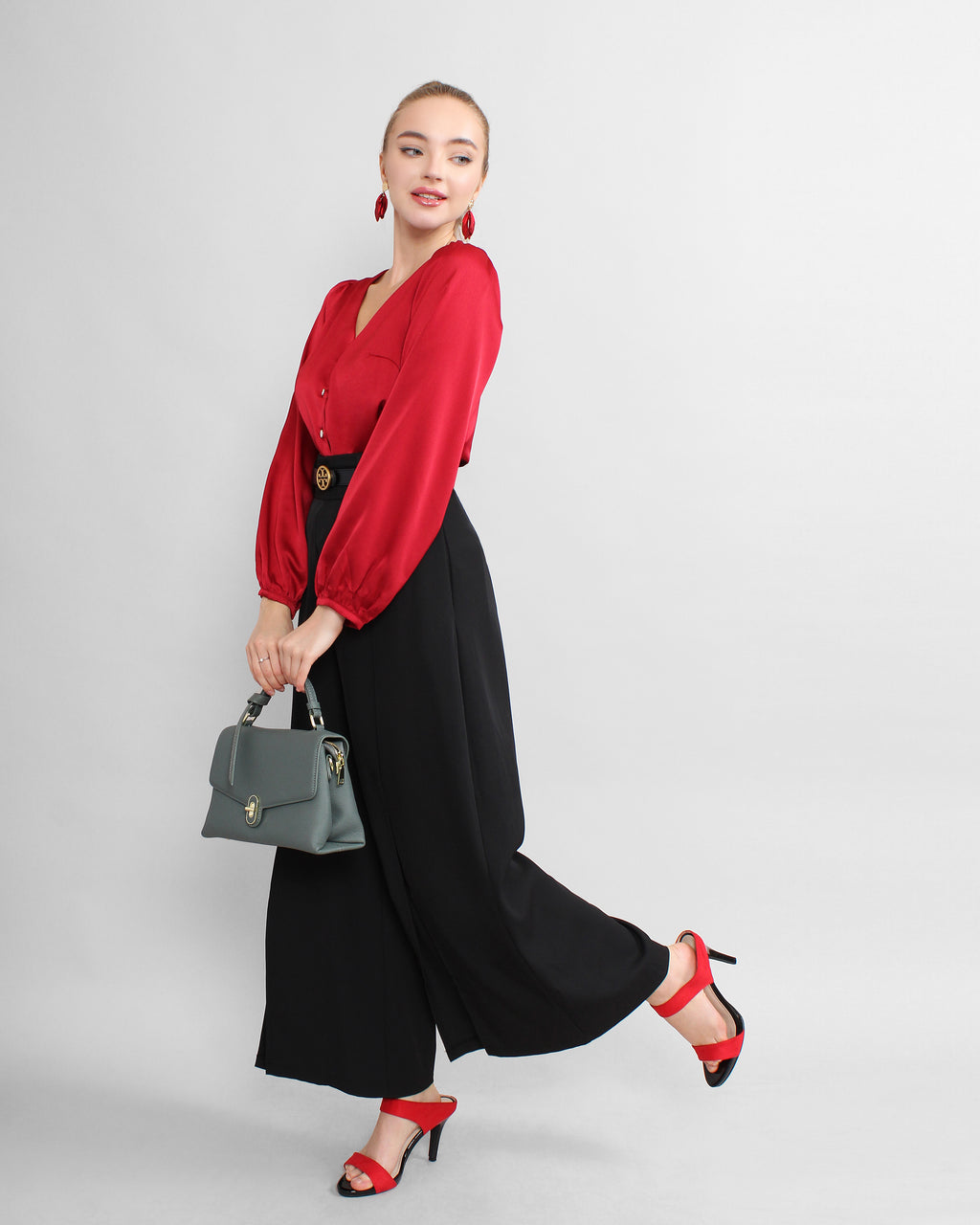 Front Slit Wide Leg Pants