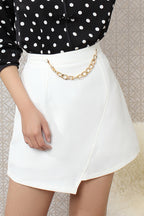 Folded Short Skirt with Gold Chain