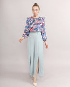 Front Slit Wide Leg Pants