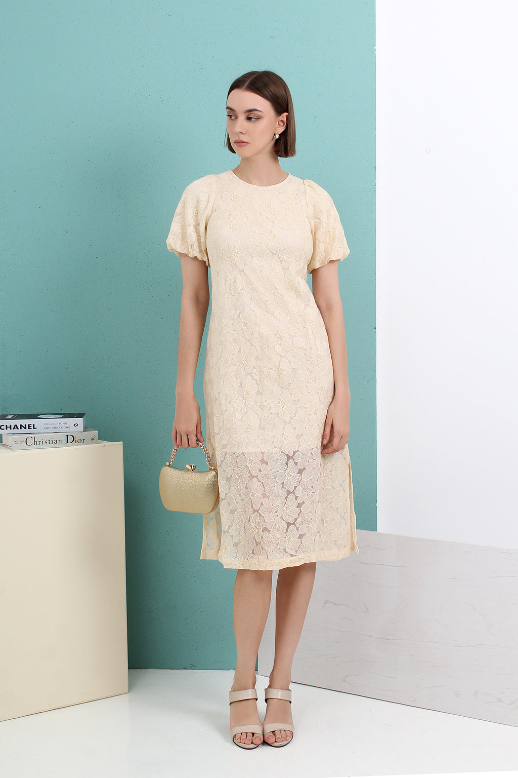 Lace Puff Sleeve Dress