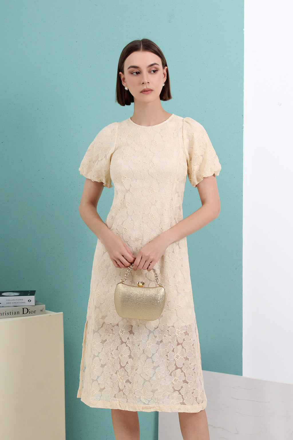 Lace Puff Sleeve Dress