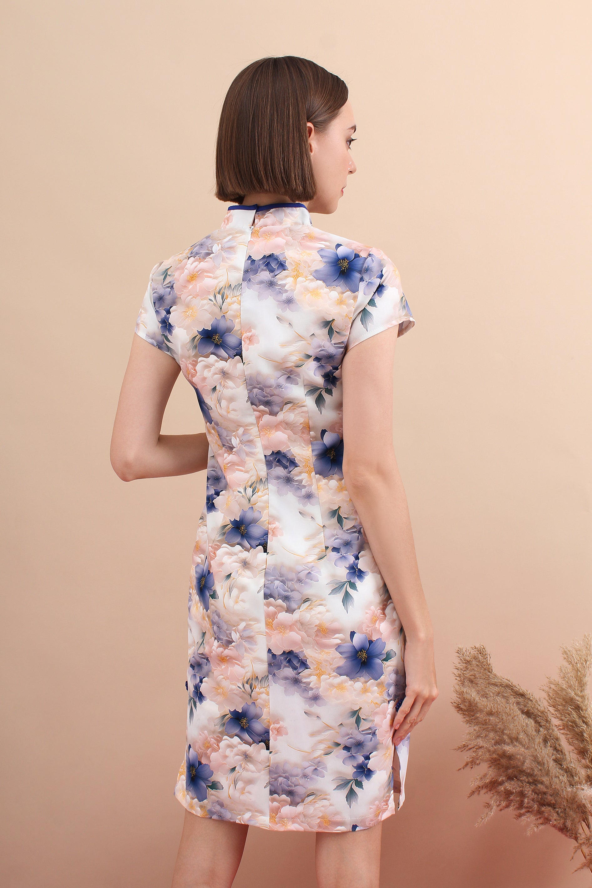 Qing Lan Printed Cheongsam