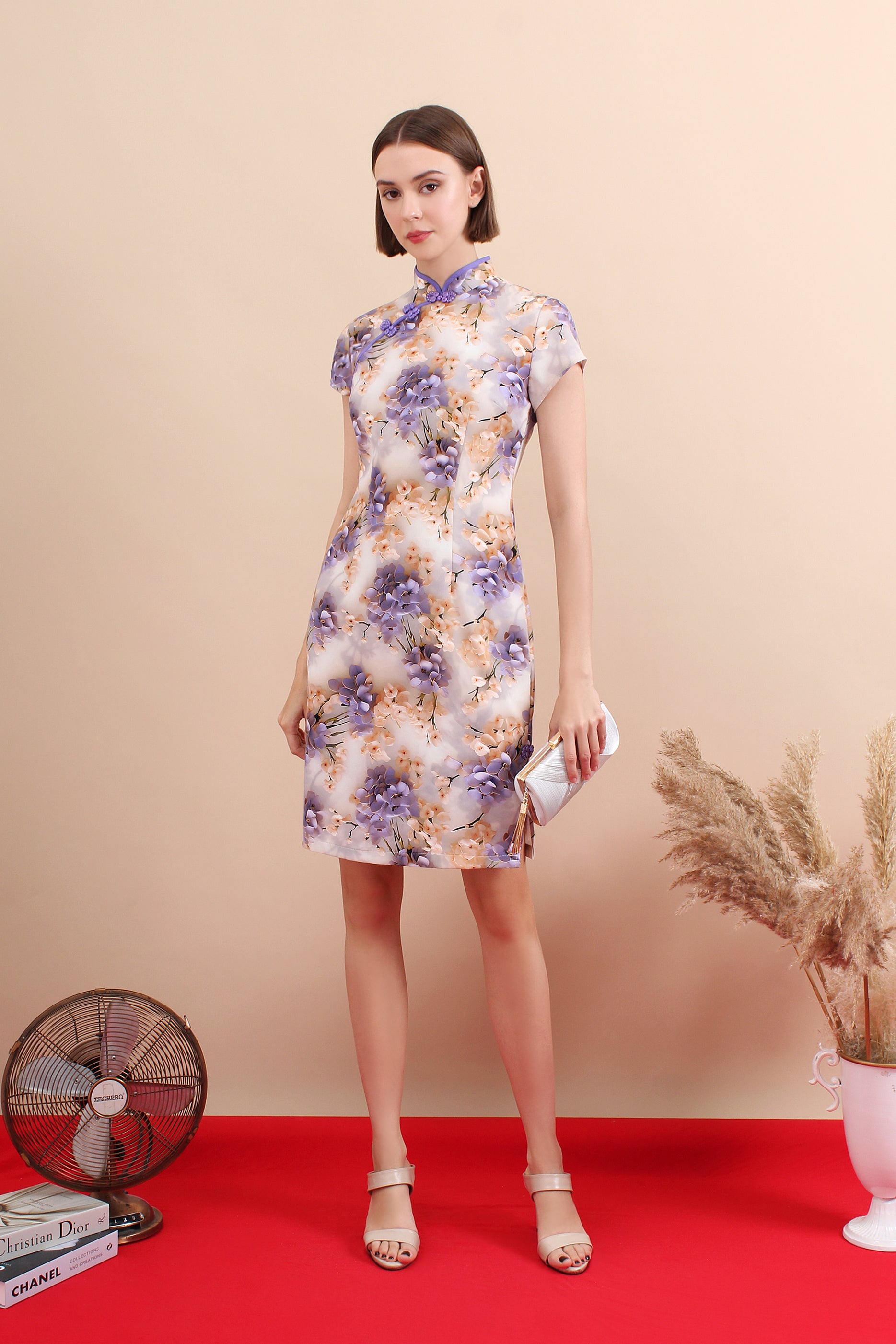 Qing Lan Printed Cheongsam Dress | Le Ann Maxima
