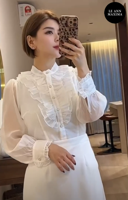 Ruffled Chiffon Panel Midi Dress