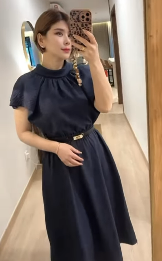 Serene Petal Cape Midi Dress