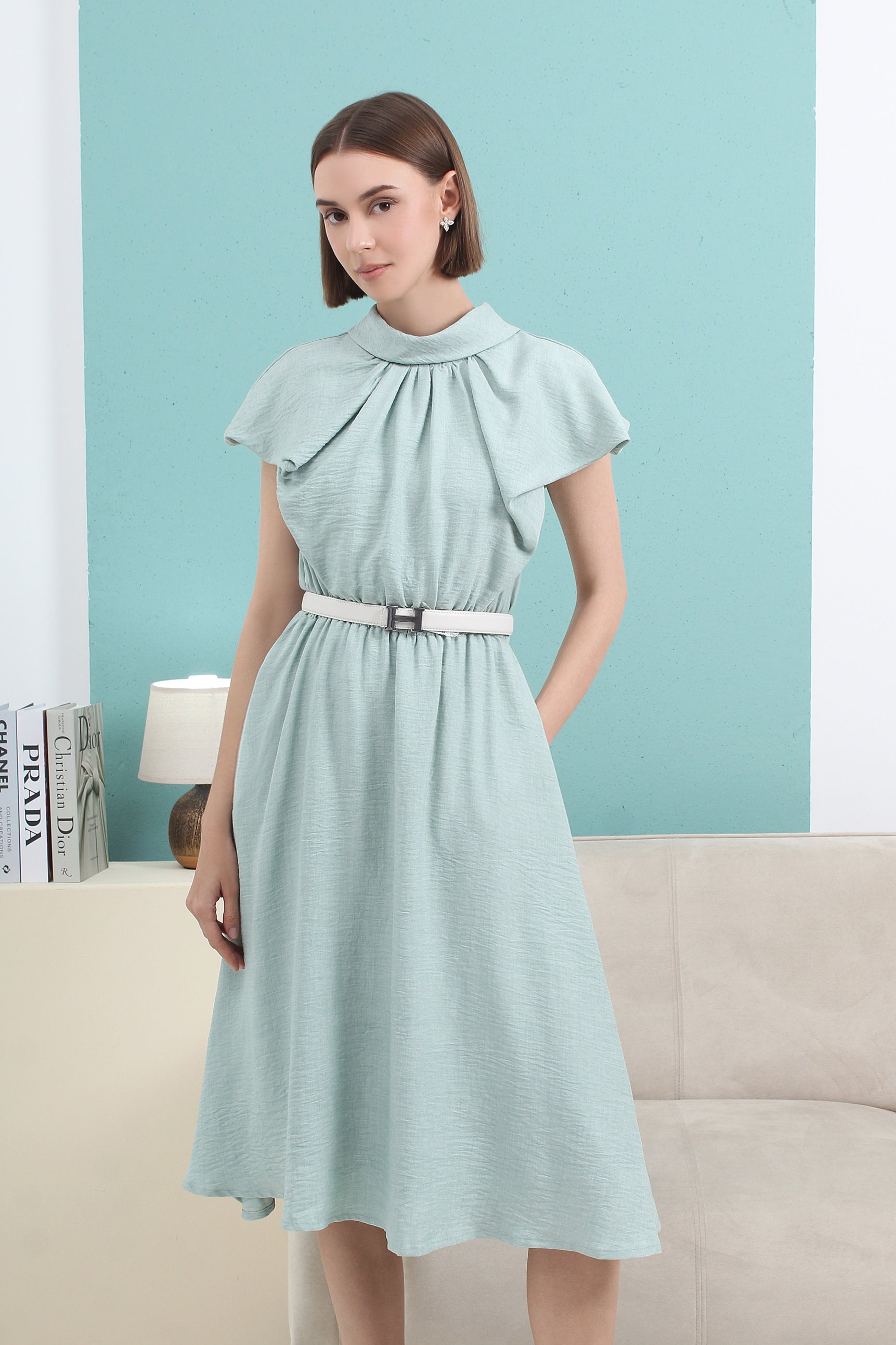 Serene Petal Cape Midi Dress