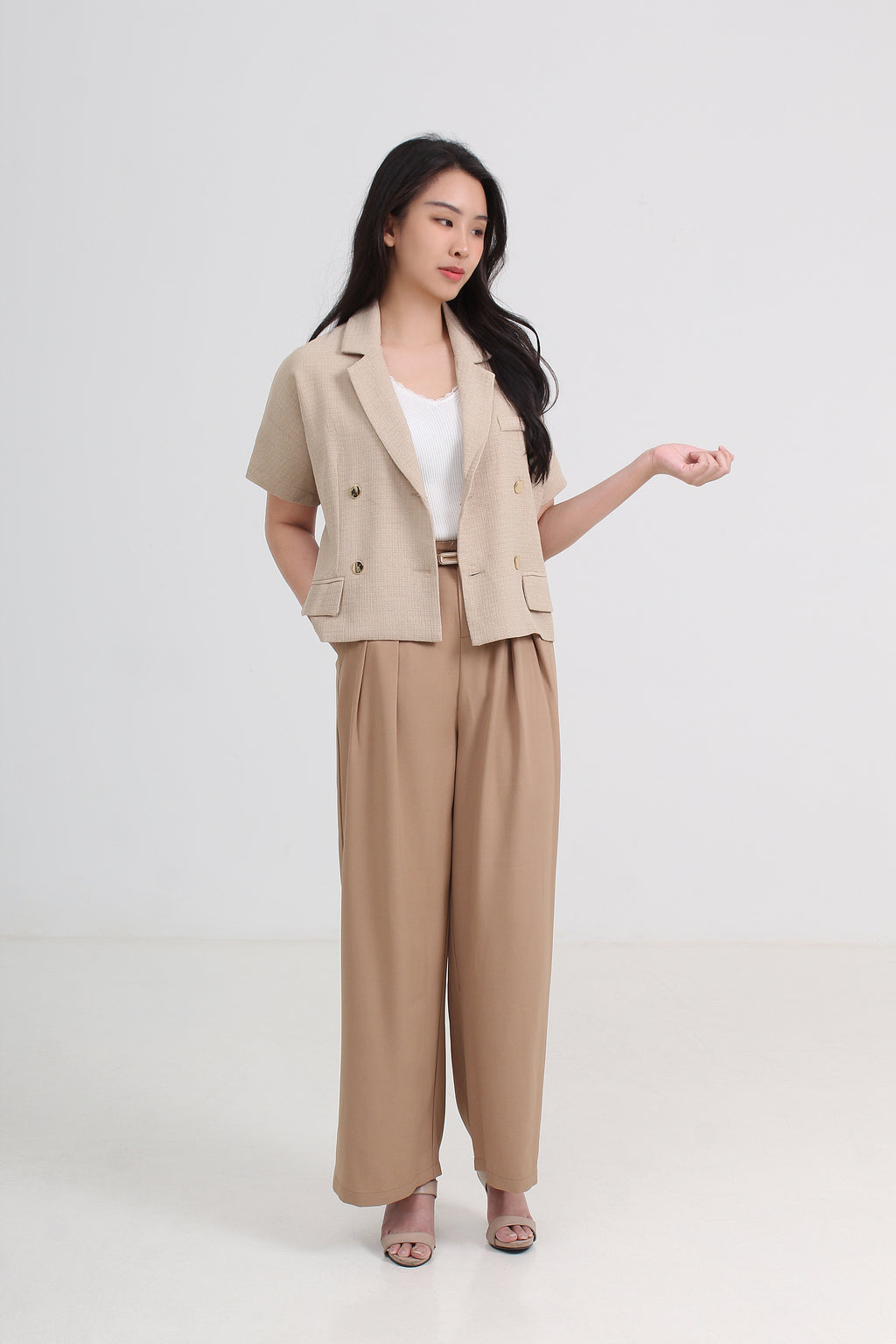 Tweed Boxy Collared Top