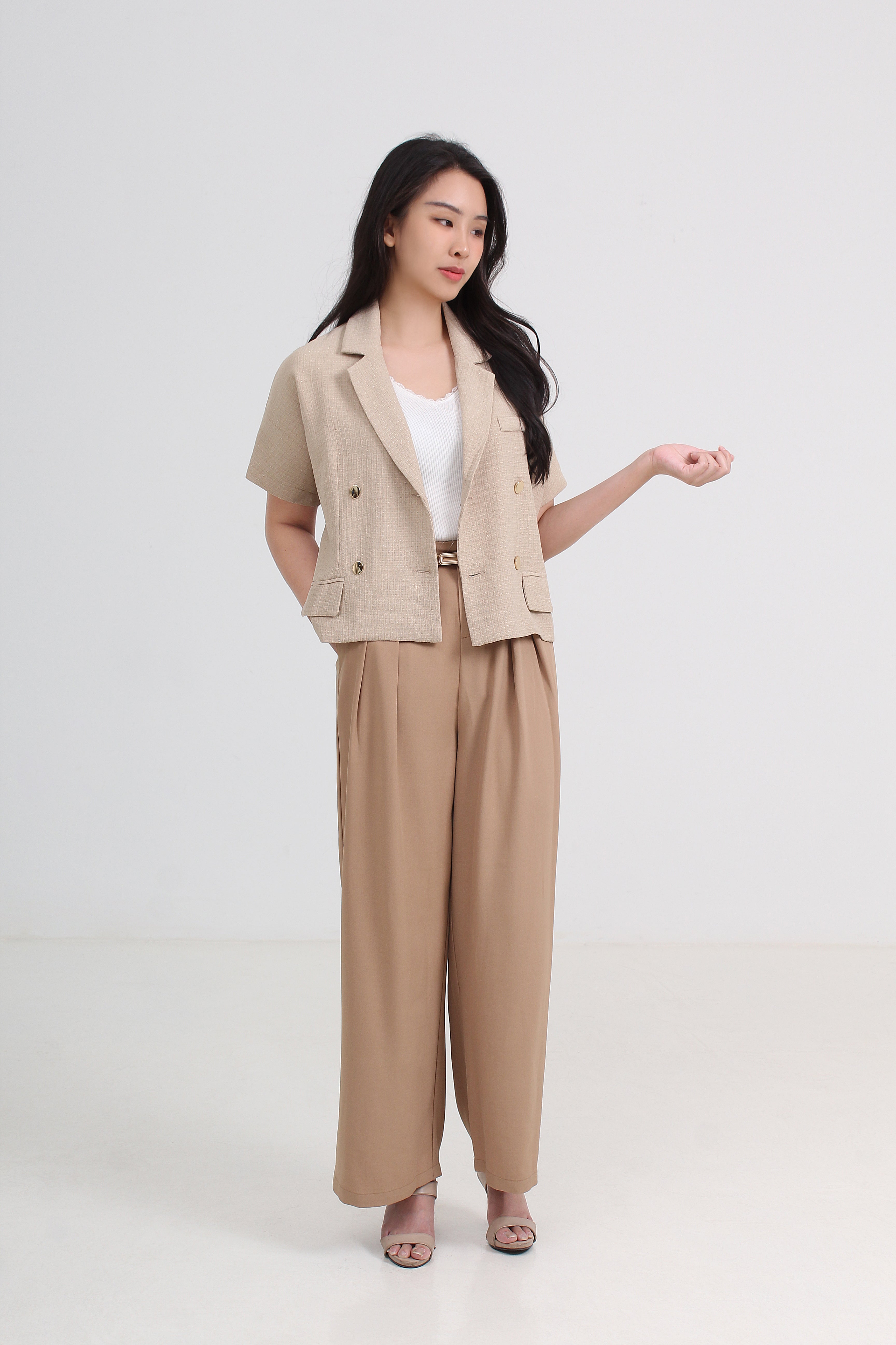 Tweed Boxy Collared Top