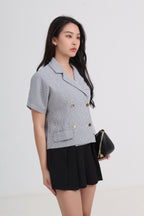 Tweed Boxy Collared Top