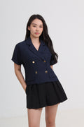 Tweed Boxy Collared Top