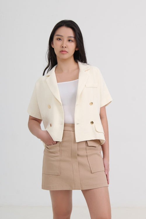 Tweed Boxy Collared Top