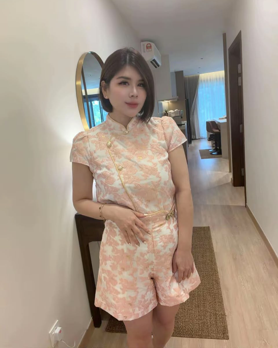 花开富贵 Pink Virtue Floral Cheongsam Set