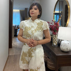 金碧辉煌 Golden Hour Pearl Jacquard Cheongsam Set