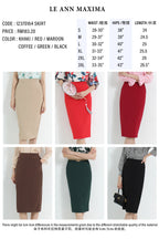 size chart for le ann maxima agnese pencil midi skirt 6 colors