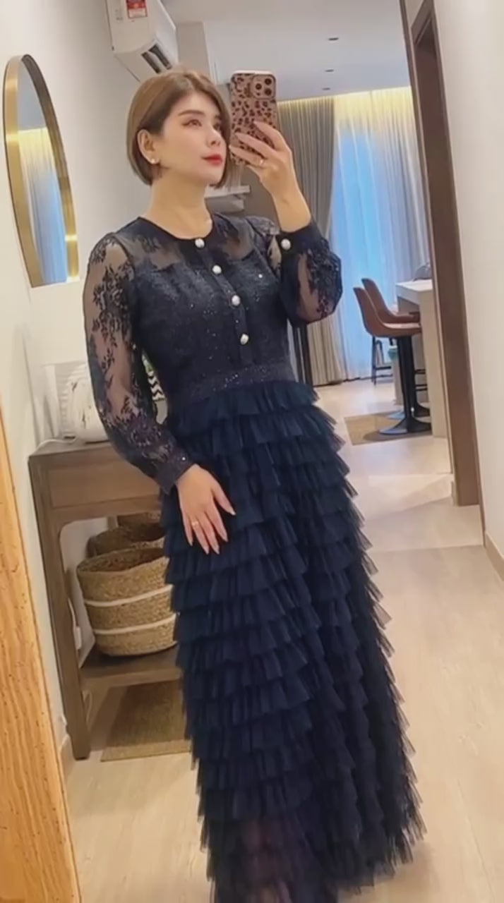 Mira Lace Tiered Midaxi Dress