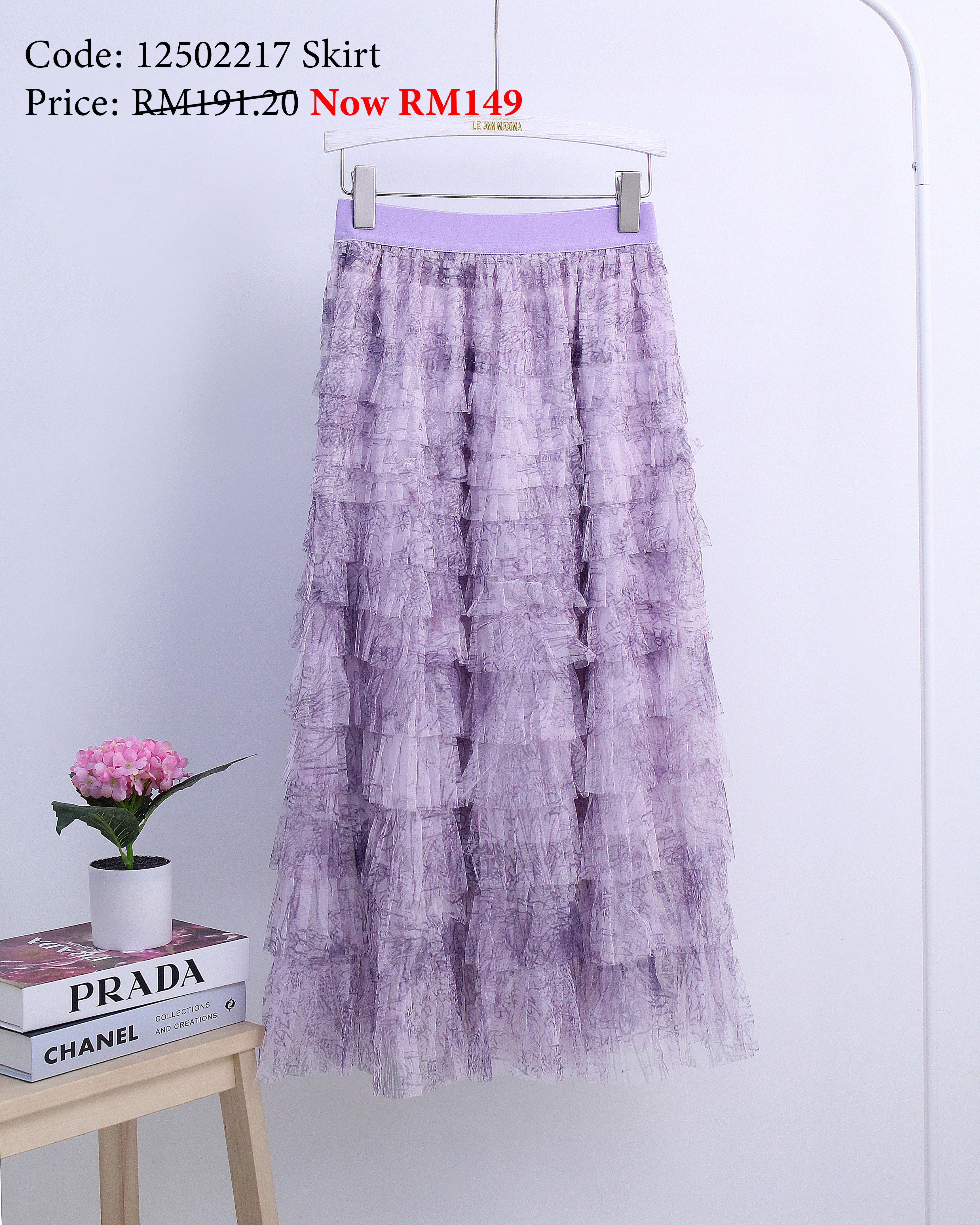 Helene Long Skirt in Purple [Free Size]