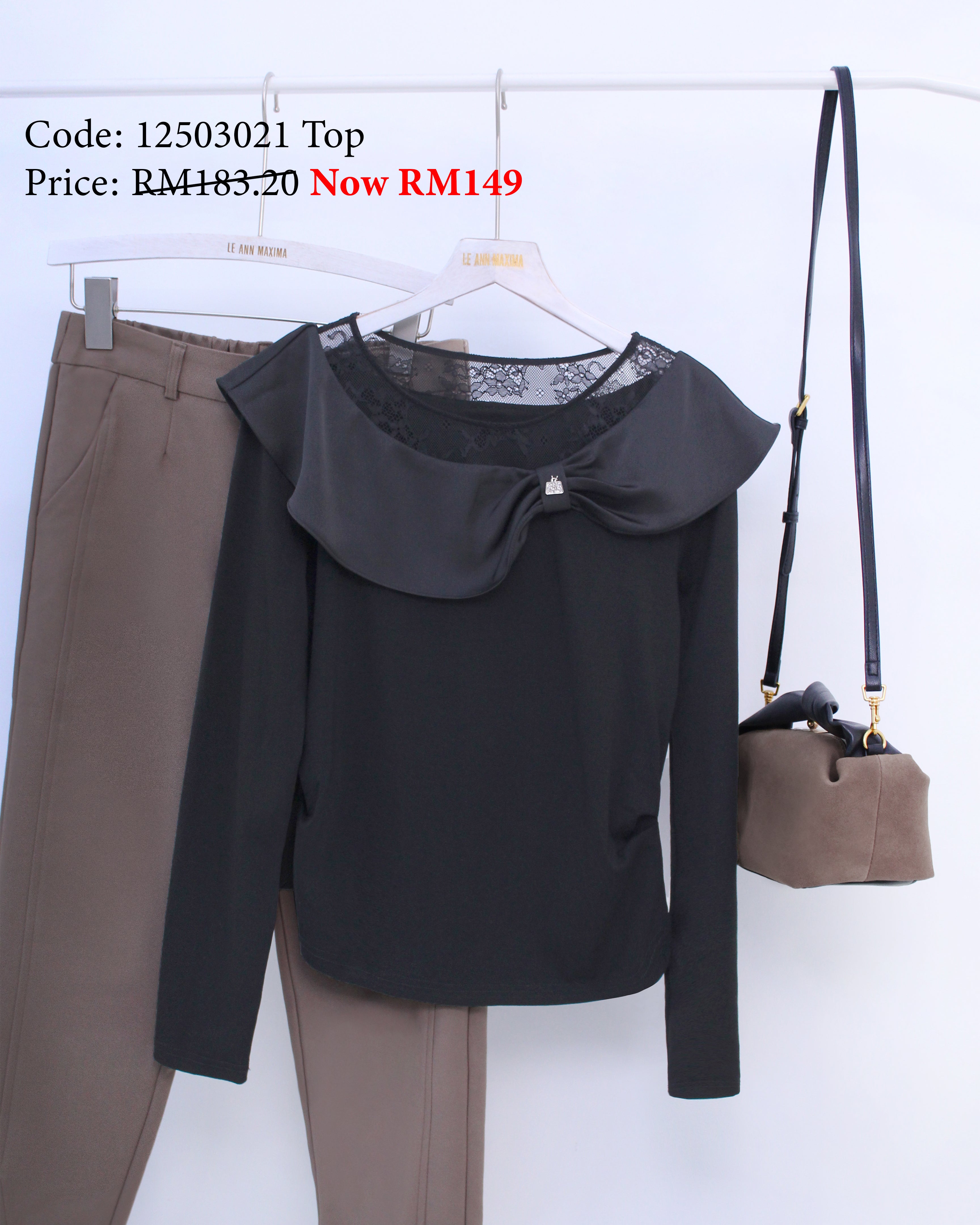 Big Bow Blouse in Black (L size)