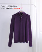 Half Zip Sweater in Purple [Free Size]