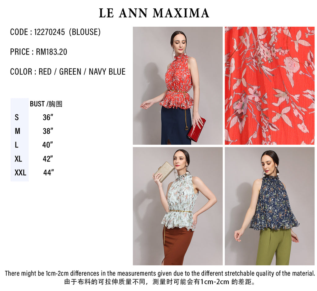 Floral Print High Neck Chiffon Blouse