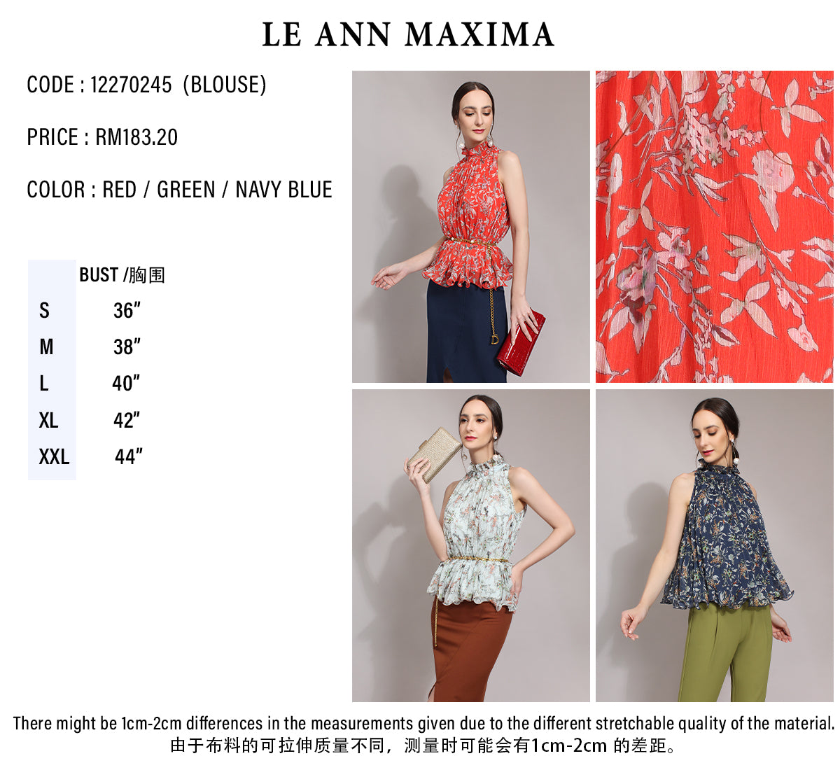 Floral Print High Neck Chiffon Blouse