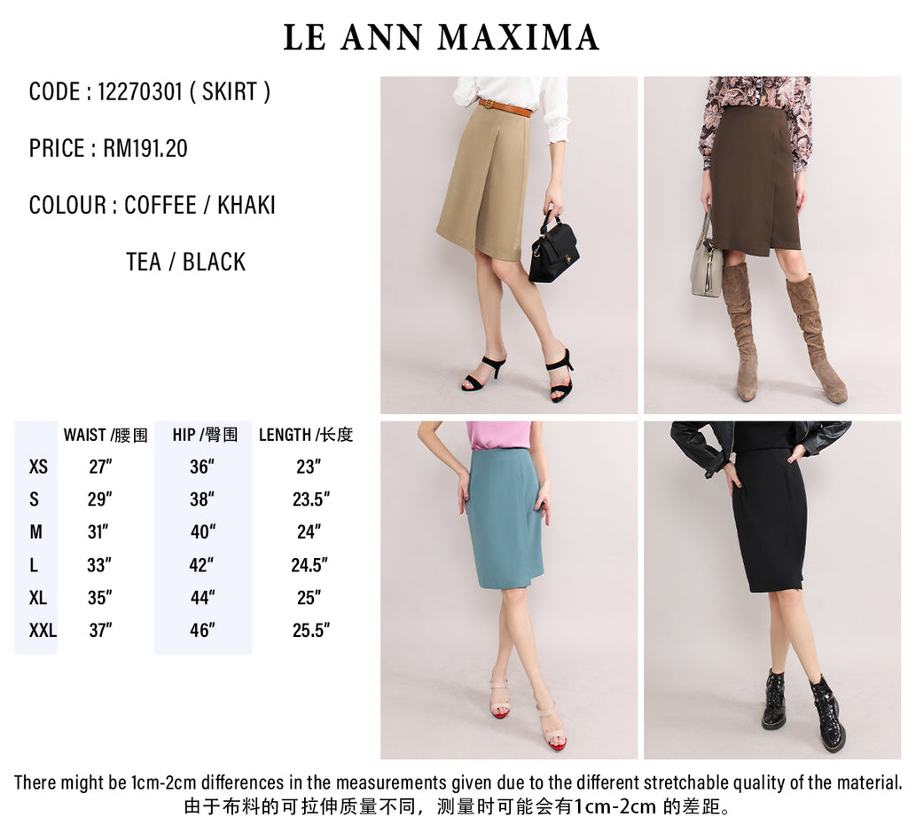 High Waisted Pleated Pencil Skirt