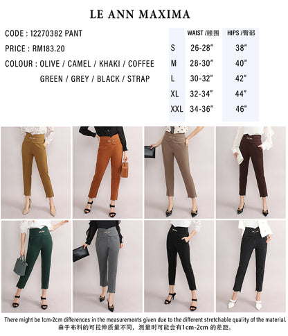 Fitted High Waist Chain Detail Suit Pants