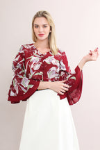 Floral Flare Sleeve Blouse