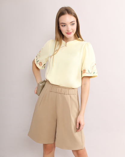 Silk Cheongsam Embroidered Sleeve Blouse