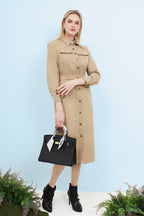 Button Down Utility Midi Dress