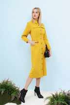 Button Down Utility Midi Dress