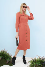 Button Down Utility Midi Dress